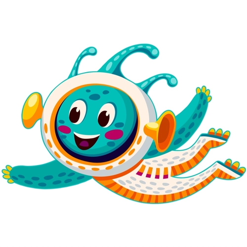 Space Explorers Theme Cosmic Buddy Alien Transparent Sticker